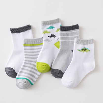 2023 Spring and Autumn New Cartoon Cute Combed Cotton Short-Tube Children's Socks Medium-Turn A-Type Boys and Girls Manufacturer Shipping 