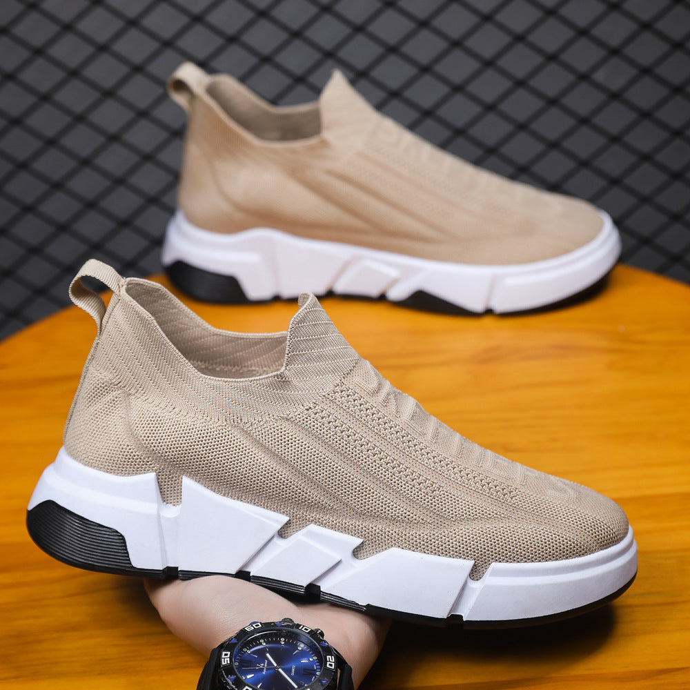 Flying weaving sports shoes men's 2023 spring new breathable socks shoes lazy men's slip-on men's shoes comfortable driving trendy men 