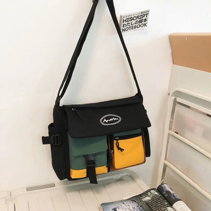 Guochao Messenger Bag Men's Fashion Versatile Ins Shoulder Bag Large Capacity Small Backpack Female Japanese Casual Messenger Bag 