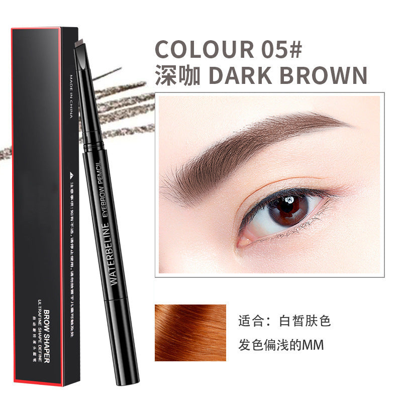 2024 New Double-Head Eyebrow Pencil Waterproof and Sweatproof Natural Ultra-fine Automatic Non-smudge Makeup Cross-border Live Broadcasting