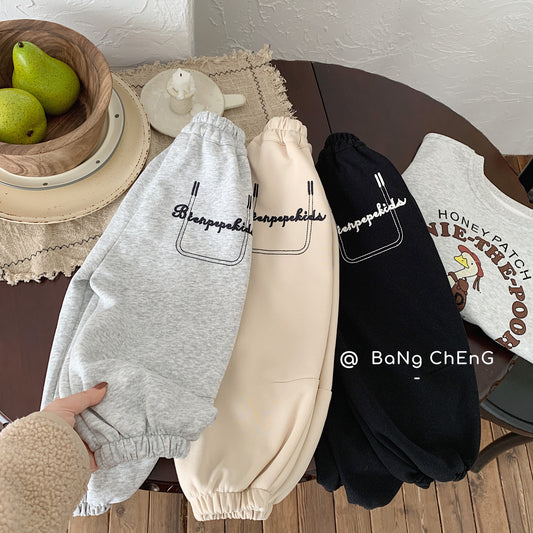 Bangcheng children's pants 2024 spring new boys' trousers pocket embroidery casual pants baby sweatpants G0020 