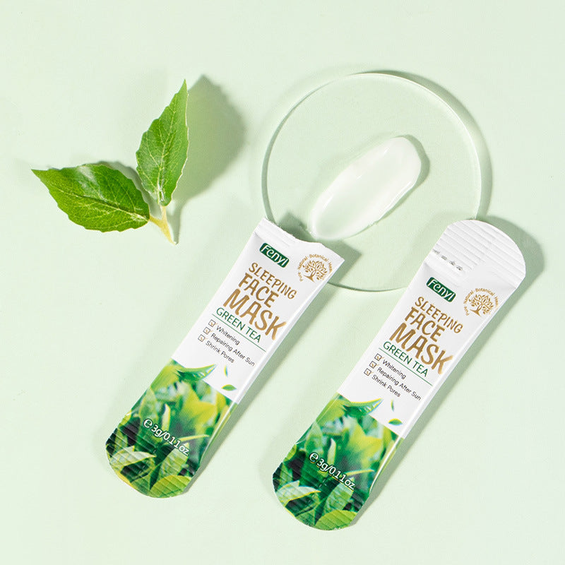 Fenyi Green Tea No-Rinse Sleeping Mask 3g Night Moisturizing Facial Skin Care Products နယ်စပ်ဖြတ်ကျော် ထောက်ပံ့ရေး 1 Pack 