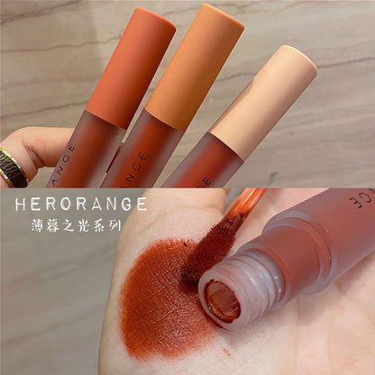 HERORANGE Twilight Lip Glaze matte velvet matte easy to color long-lasting whitening affordable student lipstick 