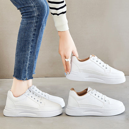 2022 Spring New Student Round Toe Sneakers Sports Leisure Single Shoes Thick Bottom Small White Shoes Women's Fashion White Wholesale 