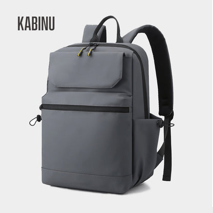 Kabinu new casual backpack men's leather film waterproof business work computer bag middle school student travel backpack 