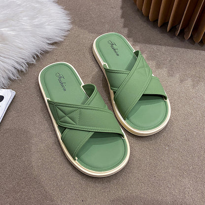 Z word belt slippers female summer wear solid color sandals and slippers new indoor home flat non-slip wear-resistant flip-flops 