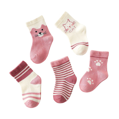 Children's Socks Spring, Autumn and Winter Cotton Elastic Cute Cartoon Cat Baby Socks Baby Socks Manufacturer Wholesale 