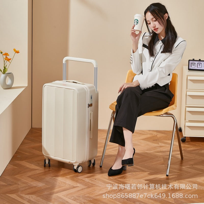 2023 New Wide Trolley Luggage Women's Universal Wheel Multifunctional Strong and Durable Travel Code Box Large Capacity 