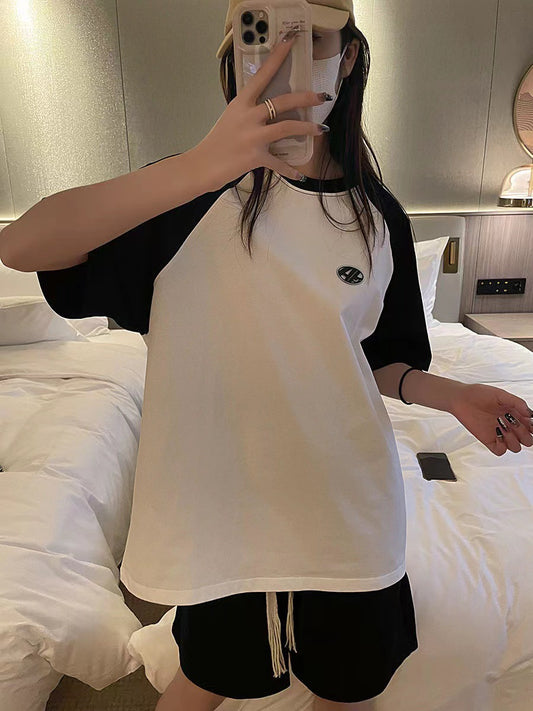 2023 ADER spring and summer new small label raglan sleeves short-sleeved men and women couple T-shirt loose casual all-match Korean short-sleeved 