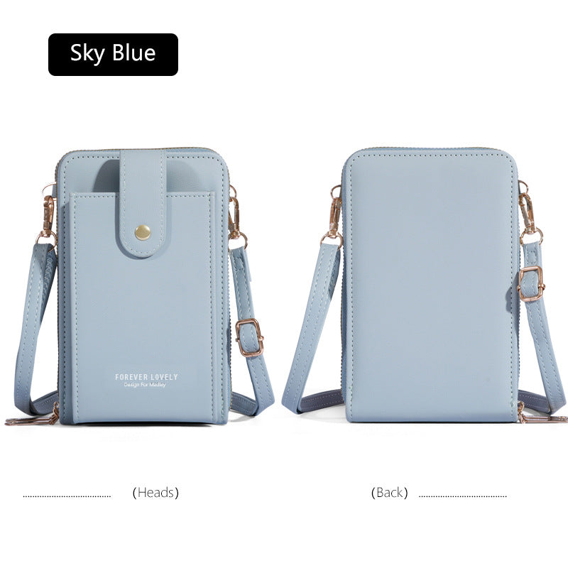 2023 Women's New Mobile Phone Bag Wholesale Korean Fashion Diagonal Solid Color Multi-Function Three-Layer Shoulder Wallet 