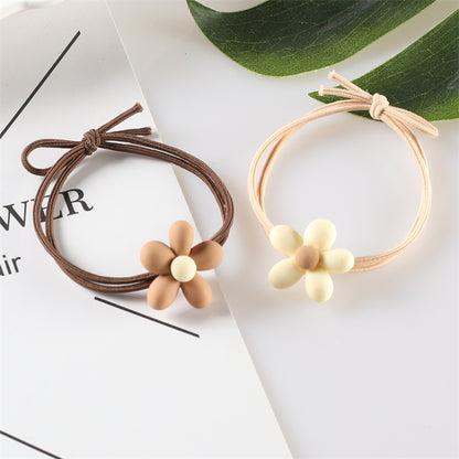 Korean version of net red ins milk tea color hair ring tie hair rubber band flower hair rope high elastic coffee beige head rope 