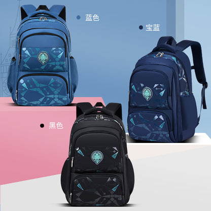 2023 Explosive Style Spine Protector Breathable Printing Waterproof Large Capacity Korean Leisure School Bags for Boys and Children Primary School Students Wholesale 