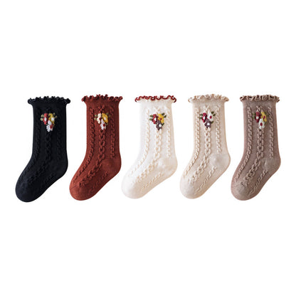 24 spring and autumn baby socks newborn baby boneless loose mouth wood ear edge girls cotton socks princess socks children 