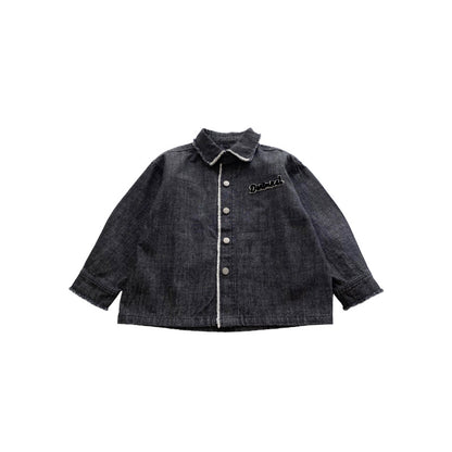 Maxi children's clothing children's jacket 2024 autumn new Korean version of the middle and large children's fashion boys' raw edge denim jacket 