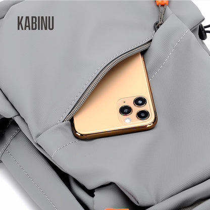 Kabinu leather film chest bag outdoor casual solid color student shoulder bag usb business crossbody bag mobile phone bag 