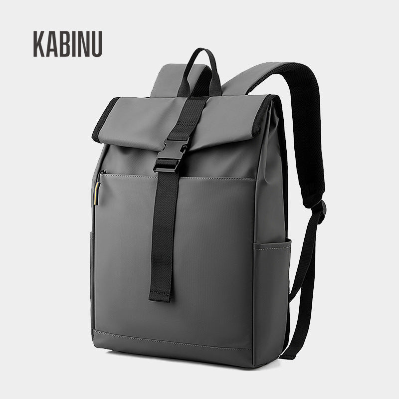 Kabinu leather film backpack casual fashion contrasting color business computer bag water-repellent backpack middle school student school bag 