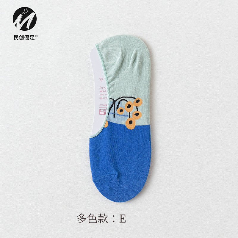 Invisible socks women's non-slip and shallow mouth spring and summer thin cotton Japanese summer women's socks boat socks women 