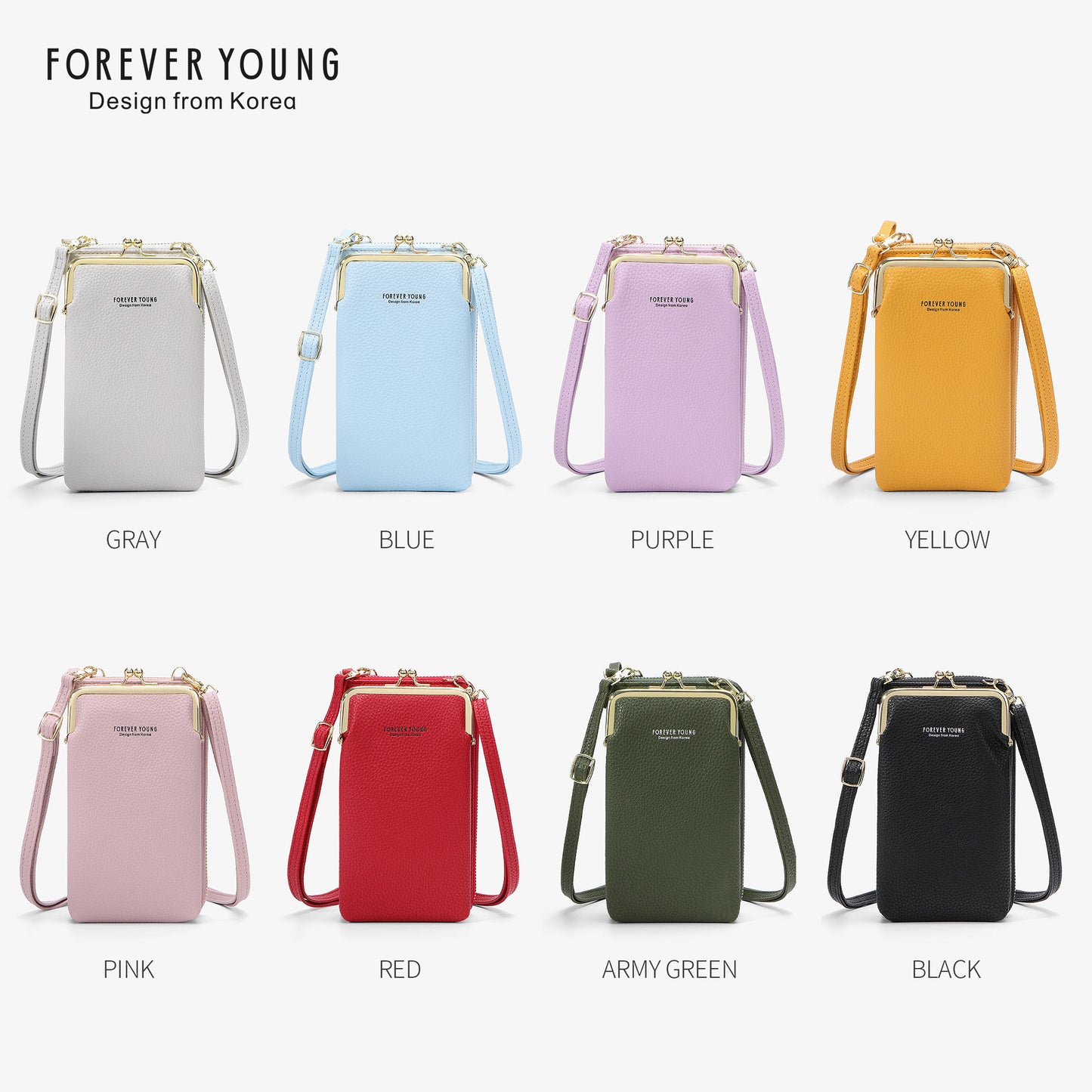 foreveryoung mobile phone bag crossbody Women's bag ရိုးရှင်းပြီး ခေတ်ဆန်သော လိုက်ချီးပုံစံ ကြီးမားသောစွမ်းရည်အကြွေစေ့ပိုက်ဆံအိတ် နိုင်ငံခြားရောင်းဝယ်ရေး 