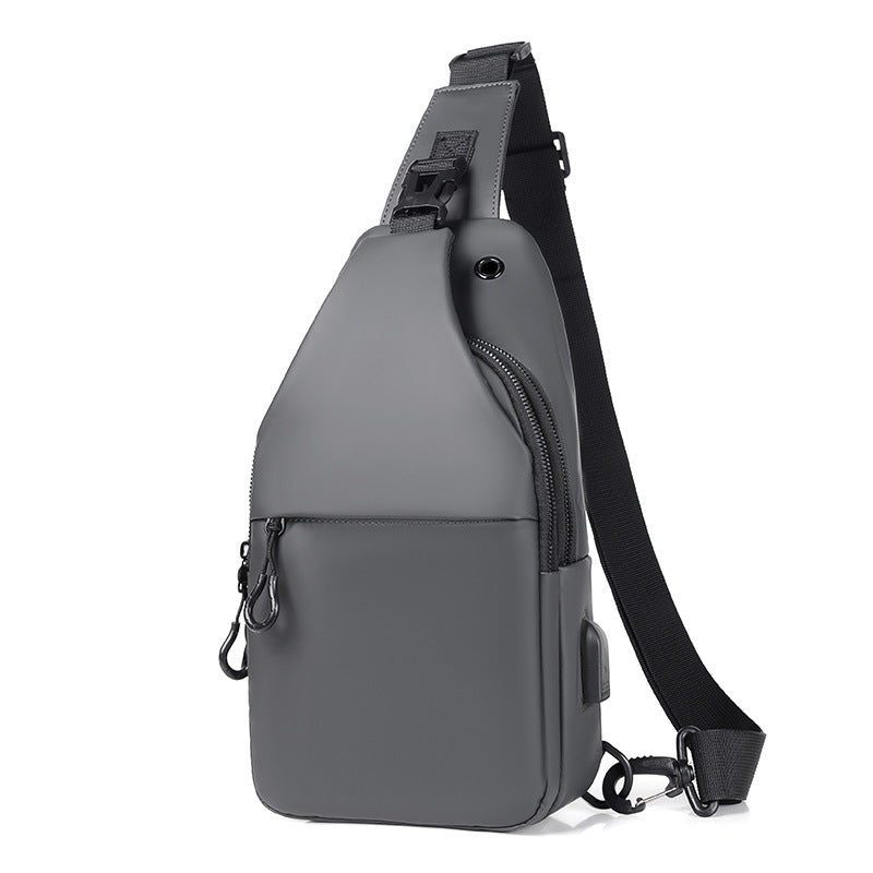 USB Charging Port Shoulder Bag Men's Tide Bag Messenger Bag Casual Sports Large Capacity Chest Bag Diagonal Hanging Bag Boys 