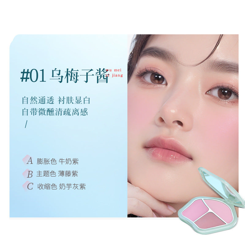 Jingnishi Liuyu three-color rouge palette makeup blush palette natural contour highlight all-in-one palette three-color rouge palette 