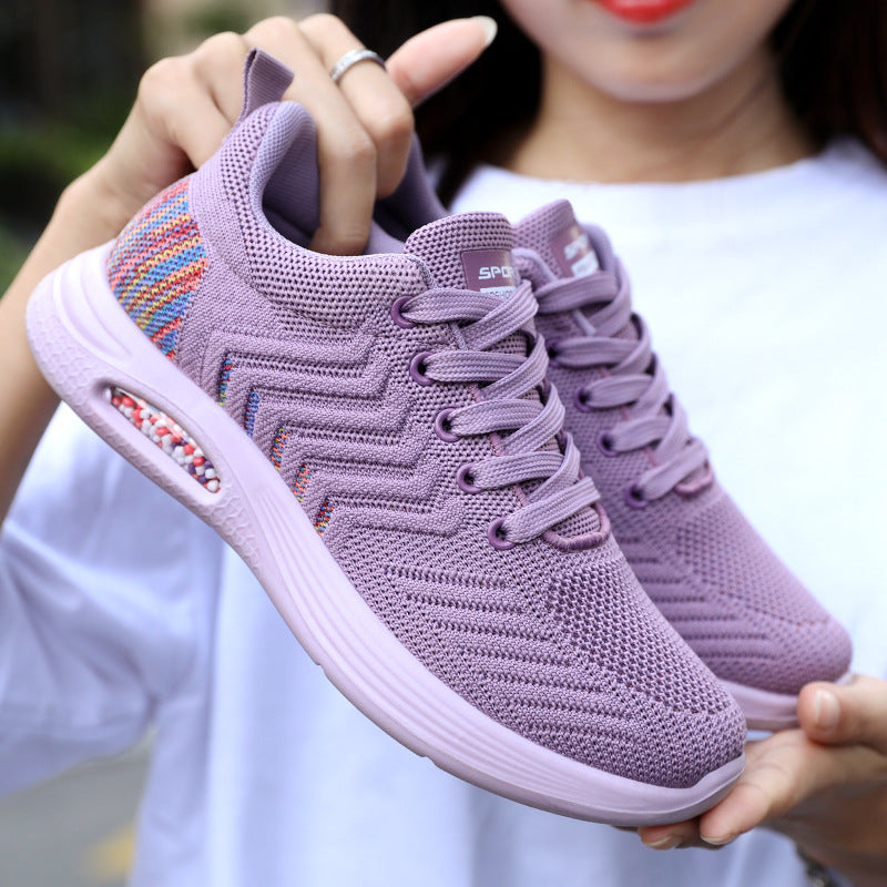 Shoes women's 2023 spring new women's shoes one piece air cushion shoes polyurethane flying woven casual sports shoes women 