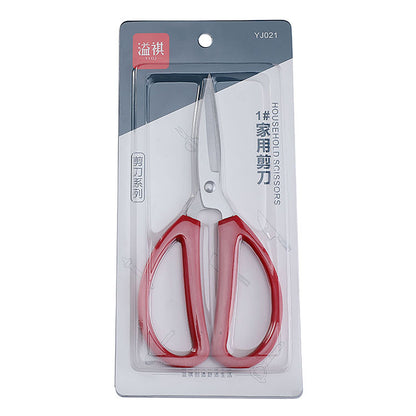 Stainless steel household scissors red handle large red paper-cut student small office stationery handmade tailor civilian scissors 