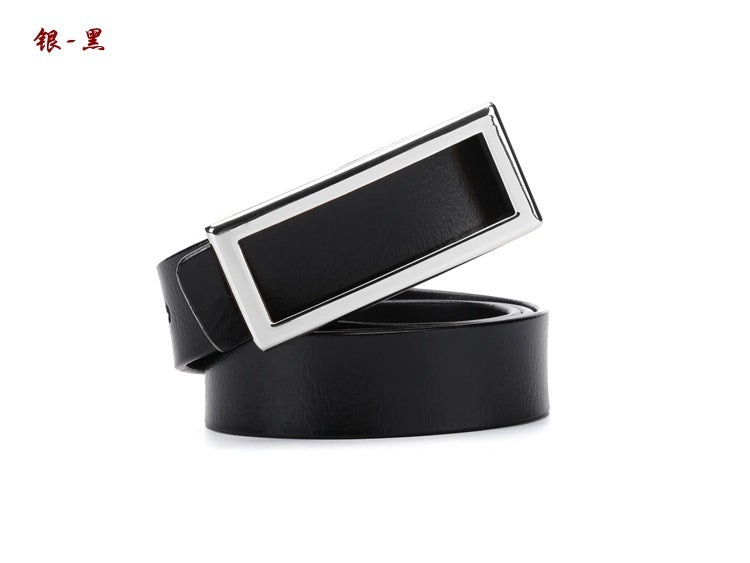 Factory direct sales belt women's leather smooth buckle pure cowhide Korean fashion all-match casual belt night market stall 