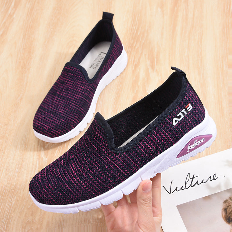 Shoes women's 2023 new foreign trade women's shoes casual flying woven single shoes soft sole mother's shoes breathable old Beijing cloth shoes women 