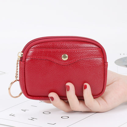 Korean style women's coin purse shell small wallet simple card holder soft leather key bag mini handbag zipper coin bag 