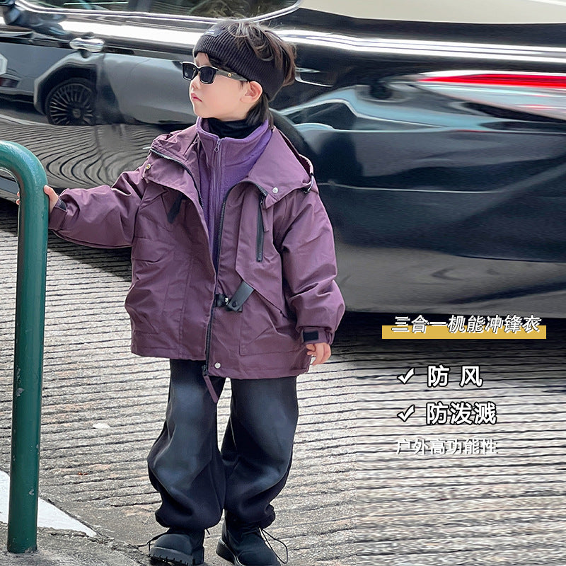 Maxi children's clothing children's jacket 2024 autumn new Korean version of the middle and large children's boys' three-proof outdoor jacket trend 