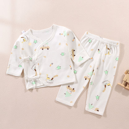 2023 Newborn Underwear Set Spring and Autumn Pajamas Baby Clothes Pure Cotton Newborn Baby Monk Clothes Home Clothes 