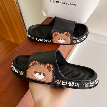 2023 new slippers women's summer home indoor anti-slip bathroom students wear thick-soled one-word women's slippers wholesale 