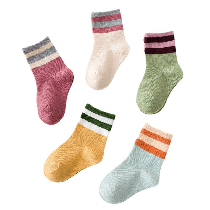 Autumn and winter new striped color matching unisex socks for boys and girls baby socks warm, comfortable, breathable and trendy socks cute 