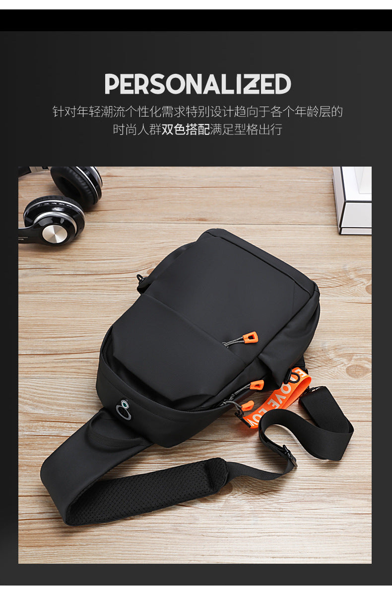 Japanese Simple Chest Bag Outdoor Sports Water Resistant Chest Bag Oxford Cloth Men's Casual One Shoulder Messenger Bag Cross Border 