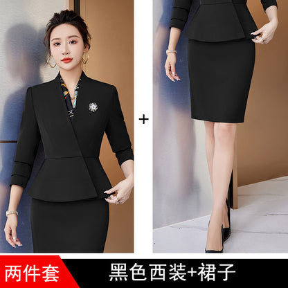 Professional suit female skirt suit white suit jacket suit fashion 4S business formal dress female beautician overalls 