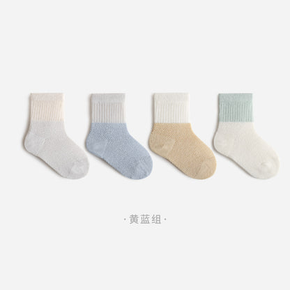 Summer mesh thin newborn baby socks boneless loose baby socks pure cotton a type boys and girls middle tube 