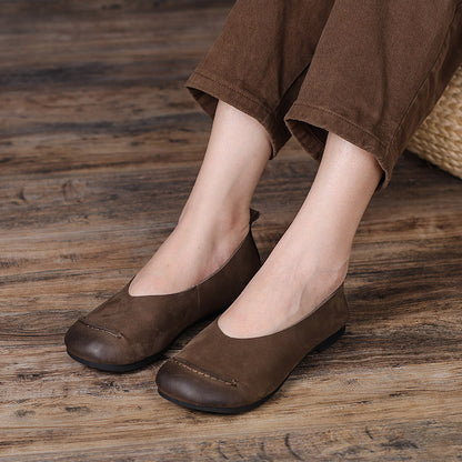 Simple retro literary and artistic leather grandma shoes 2023 summer casual all-match mother shoes comfortable soft bottom four seasons single shoes 