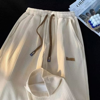 Ice Silk Casual Straight Pants Men's Tide Brand Summer Thin Section Loose Wide-leg Pants Summer Sports Long Pants အမျိုးသား