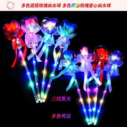 Glitter Rose Flower Ball Douyin Fairy Stick ကလေးများ၏တောက်ပသောအရုပ် Valentine's Day Stall Star Ball