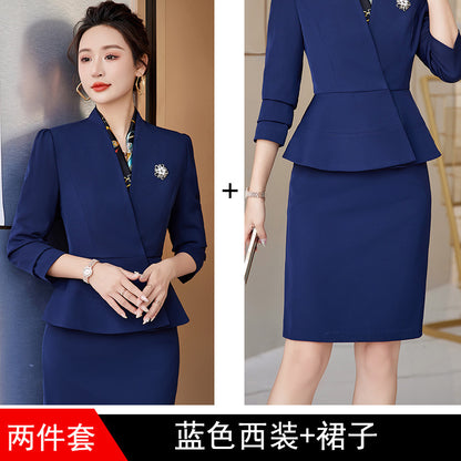 Professional suit female skirt suit white suit jacket suit fashion 4S business formal dress female beautician overalls 