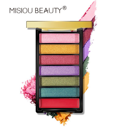 Misiou beauty eyeshadow lipstick cream makeup palette multi-color matte pearlescent all-match seven colors 