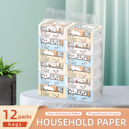 Foreign trade log embossed English version napkins 12 packs of food stall paper 3 layers of wet water paper towels wholesale 