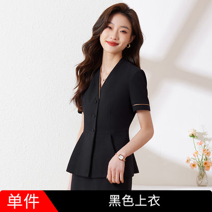 2023 Professional Wear Suit အမျိုးသမီး နွေရာသီ Temperament Goddess Fan သည် အလုပ်သွားမည့် မန်နေဂျာ Beauty Suit Skirt Overalls