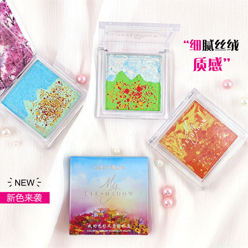 Color allure new landscape eyeshadow palette, sparkling stage makeup, delicate girl cross-border eyeshadow makeup 