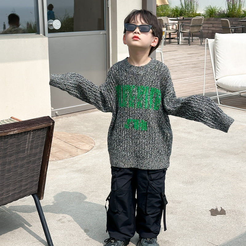 Children's pants overalls boys overalls casual pants spring and autumn 2024 new boys loose fashionable trousers trend 