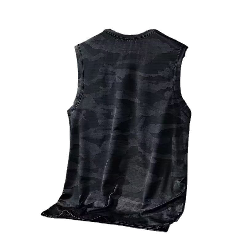 Ice silk quick-drying vest men's elastic vest summer new breathable thin section trendy vest sports fitness sleeveless shirt 