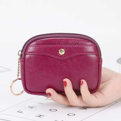 Korean style women's coin purse shell small wallet simple card holder soft leather key bag mini handbag zipper coin bag 