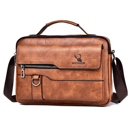 Messenger bag men's shoulder bag retro leather vertical portable business men's casual leather bag shoulder bag men's bag