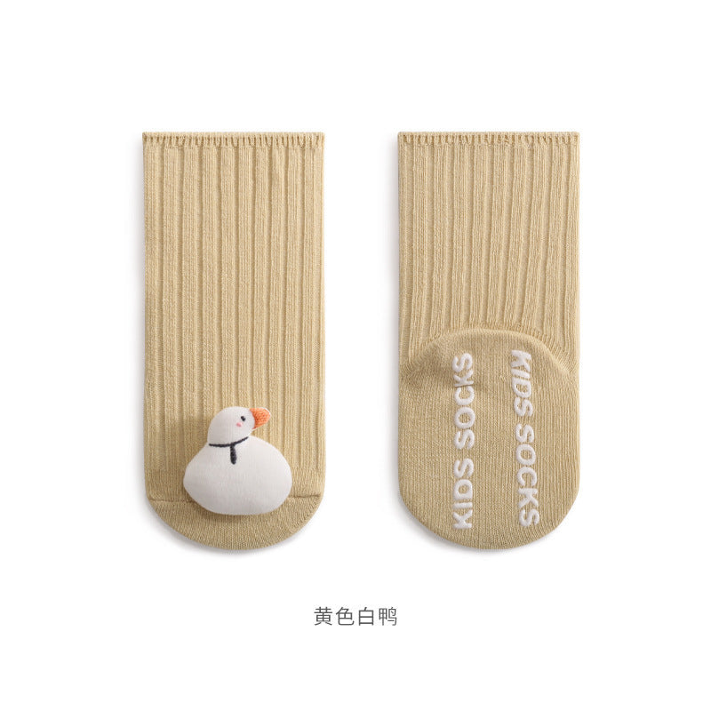 23 autumn new baby socks cartoon doll baby socks double needle non-slip floor socks newborn medium tube cotton socks 