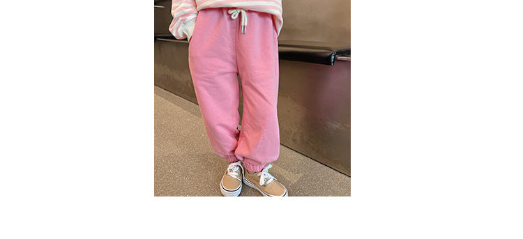 2023 Spring and Autumn New Girls Sweatshirts and Sweatpants Korean Style Striped Casual Suits for Children and Medium-sized Children Western Style Two-piece Children's Clothes 